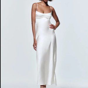 NWT Stunning White Satiny-silky Zara midi dress. Tik Tok famous and viral. XS.
